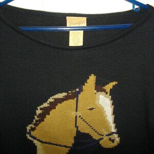 Wrangler Black Sweater with Gold Horse Motif